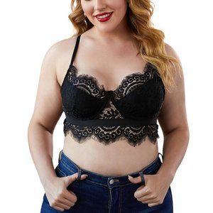 💞Black Plus Size Lace Bralette